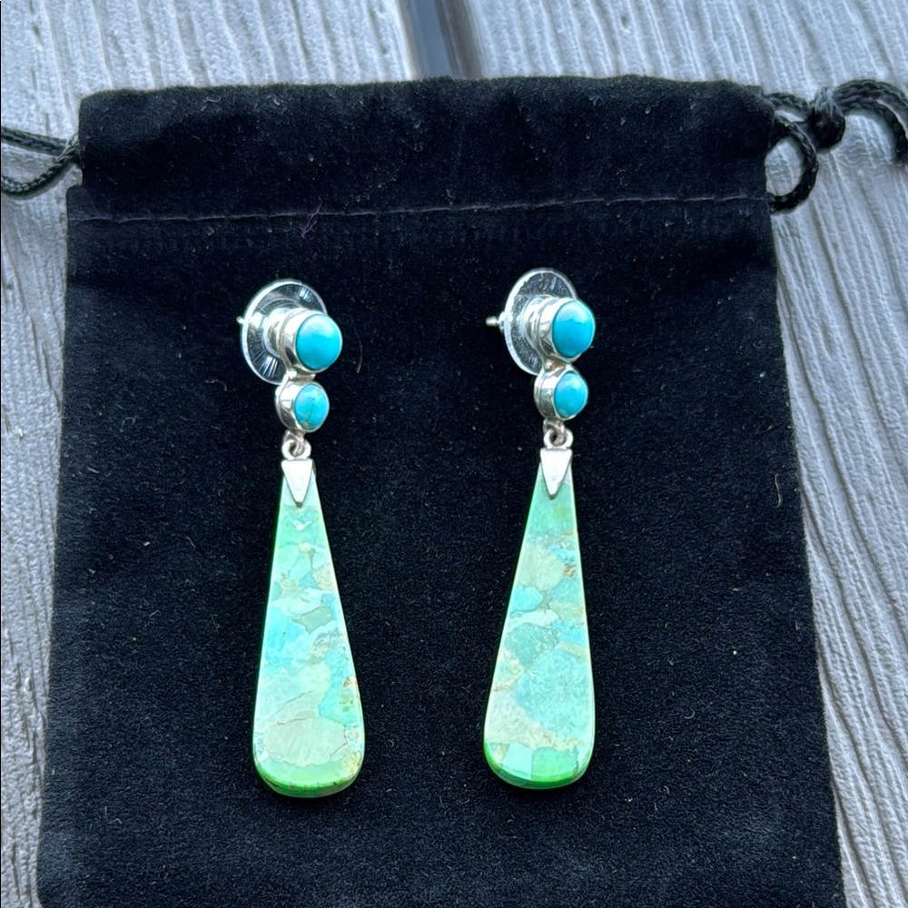 Elegant Silver and Turquoise Drop Earrings